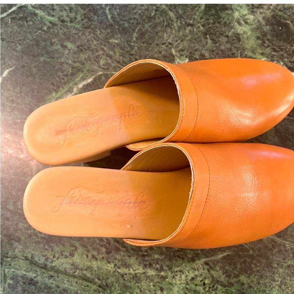 Free People Wood & Leather Clogs. Sz 10
